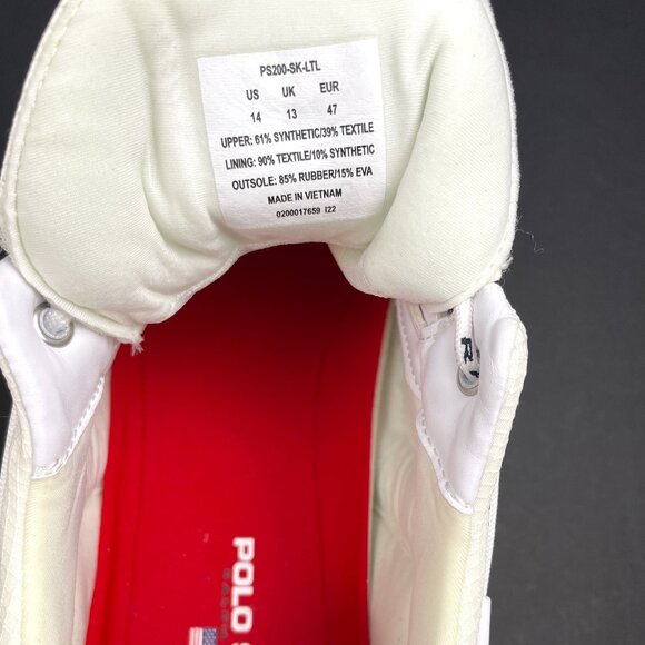 New Polo Ralph Lauren Sport PS200-SK-LTL White Sneaker Mens Shoes Size 14 - Picture 6 of 11